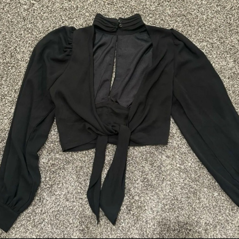 HYFVE Black Back-Tie Halter Blouse